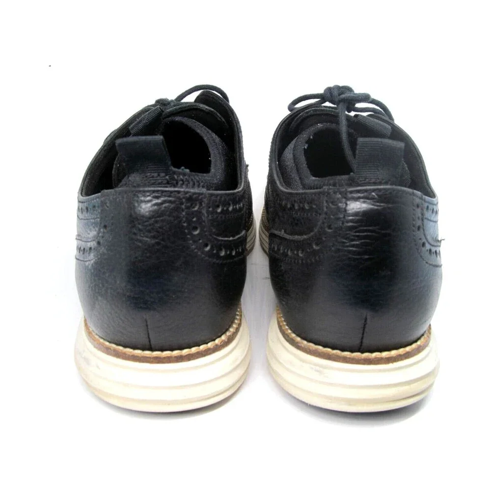Cole Haan Grand O,s Mens Black Leather Sock Lined Wingtip Size US 9.5 M